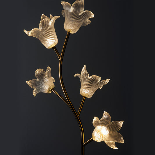 Glass Lume Lily (Gold, Built-In LED) Floor Lamp